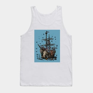 Undersea Skeleton Pirate Musicians Tank Top